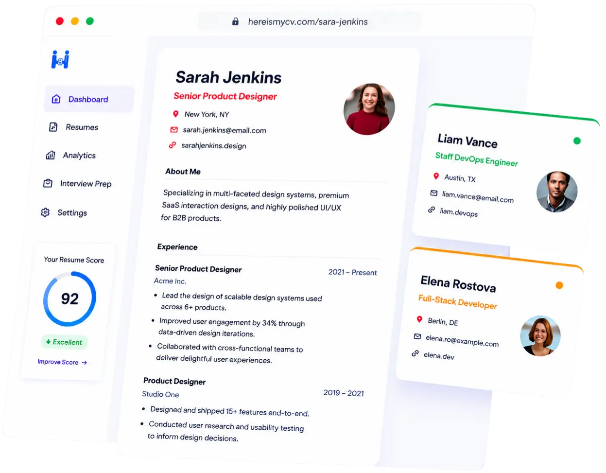 Resume dashboard preview